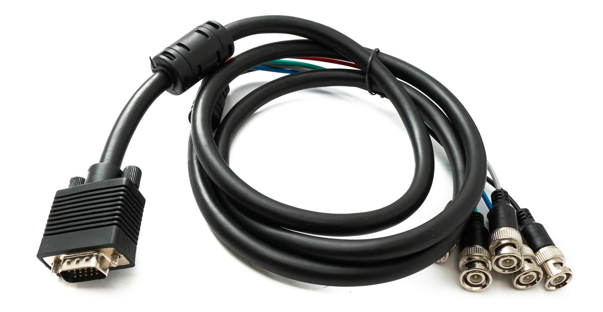 SYSTEM-S VGA cable 180 cm HD15 plug to 5 BNC RGBHV plug coaxial in black