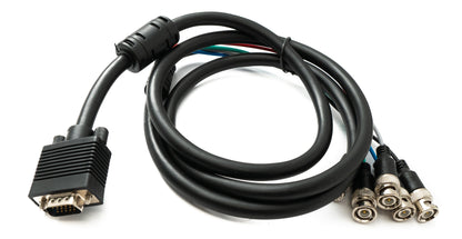 SYSTEM-S VGA cable 180 cm HD15 plug to 5 BNC RGBHV plug coaxial in black