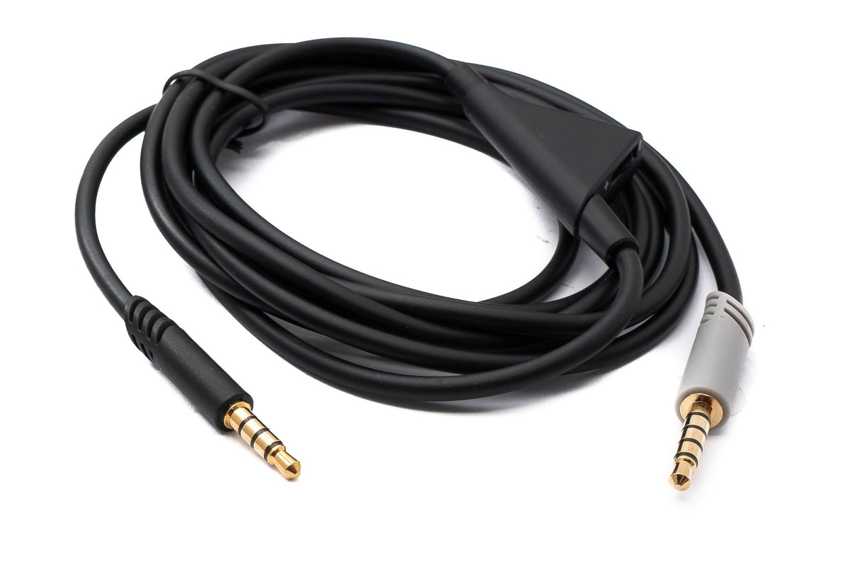 SYSTEM-S Audio Jack Cable 2 m 3.5 mm TRRS Plug to TRS Plug Volume Control AUX Gray
