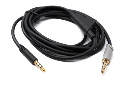 SYSTEM-S Audio Jack Cable 2 m 3.5 mm TRRS Plug to TRS Plug Volume Control AUX Gray