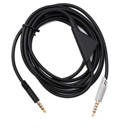 SYSTEM-S Audio Jack Cable 2 m 3.5 mm TRRS Plug to TRS Plug Volume Control AUX Gray
