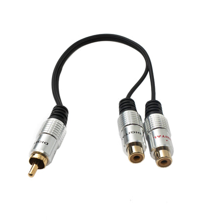 Y Cinch RCA Kabel 25 cm 1 polig Stecker zu 2x Buchse Audio in Schwarz | System-S