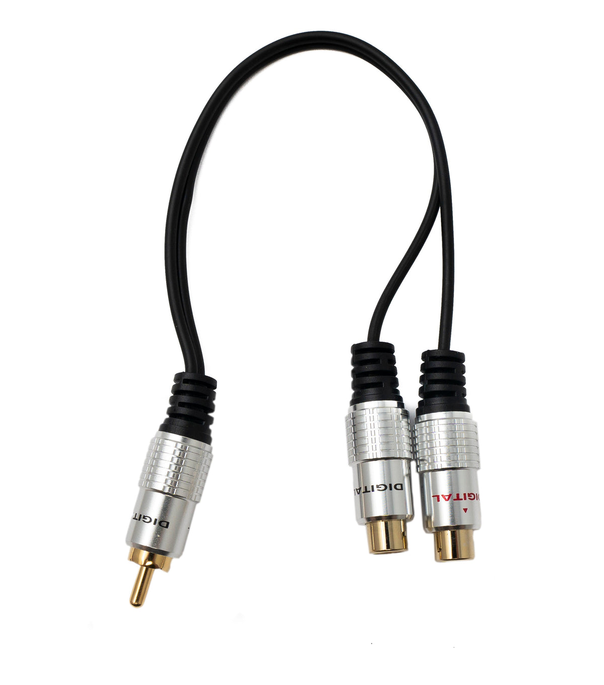 Y Cinch RCA Kabel 25 cm 1 polig Stecker zu 2x Buchse Audio in Schwarz | System-S