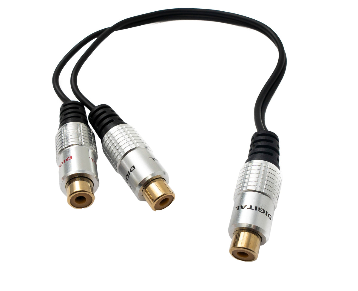 Y Cinch RCA Kabel 25 cm 1 polig Buchse zu 2x Buchse Audio in Schwarz | System-S