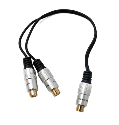 Y Cinch RCA Kabel 25 cm 1 polig Buchse zu 2x Buchse Audio in Schwarz | System-S