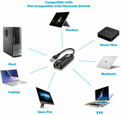 10/100/1000 Mbit/s Gigabit-Ethernet-USB3.0-zu-RJ45-Netzwerkadapter USB-LAN-Adapter