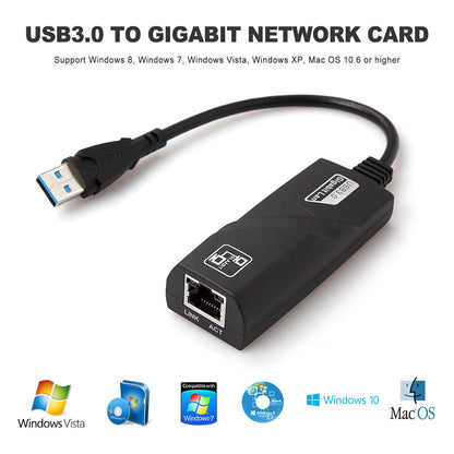 10/100/1000 Mbit/s Gigabit-Ethernet-USB3.0-zu-RJ45-Netzwerkadapter USB-LAN-Adapter