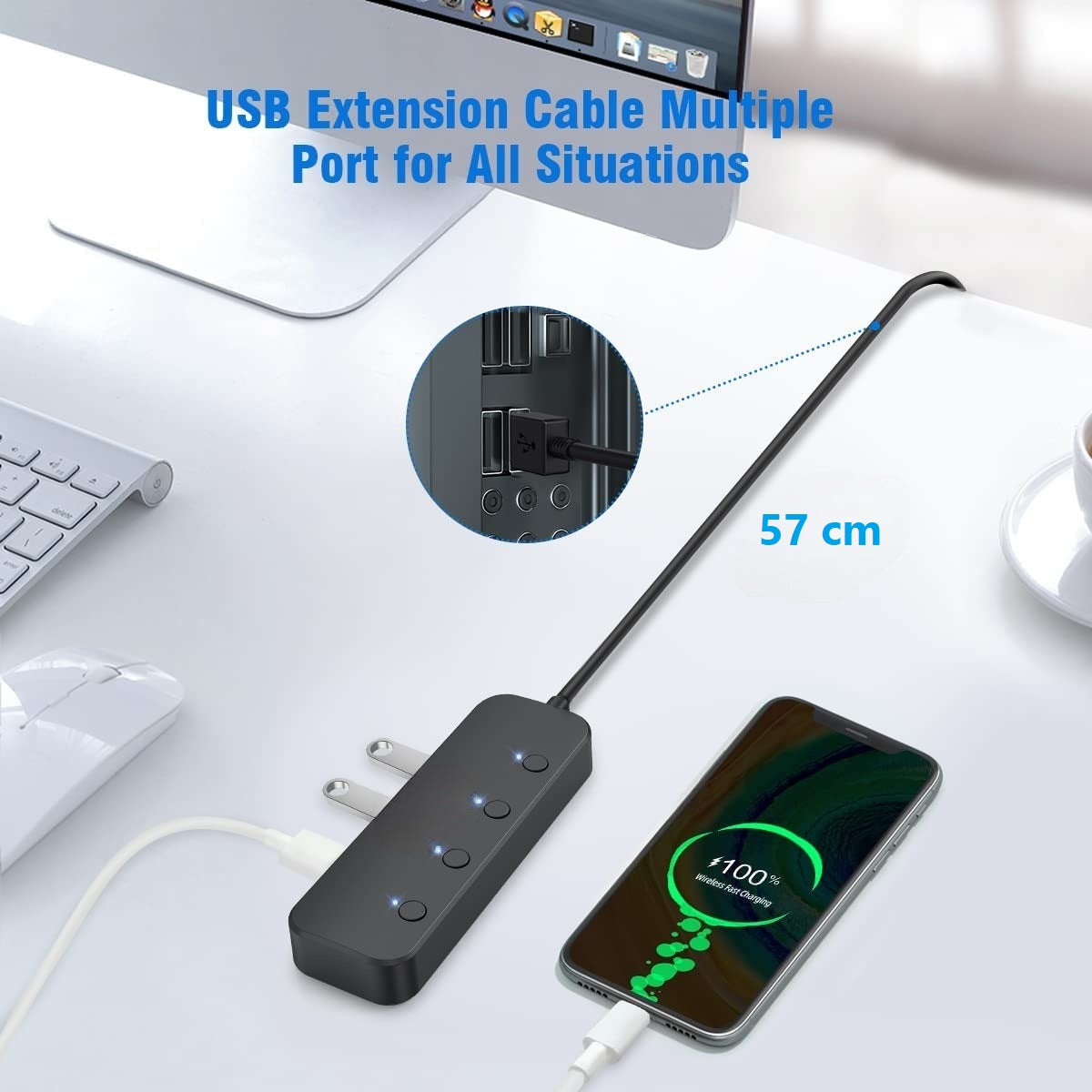 4-Port-USB-Hub USB 3.0-Daten-Hub-Dockingstation mit LED-Anzeigen und einzelnen Tasten