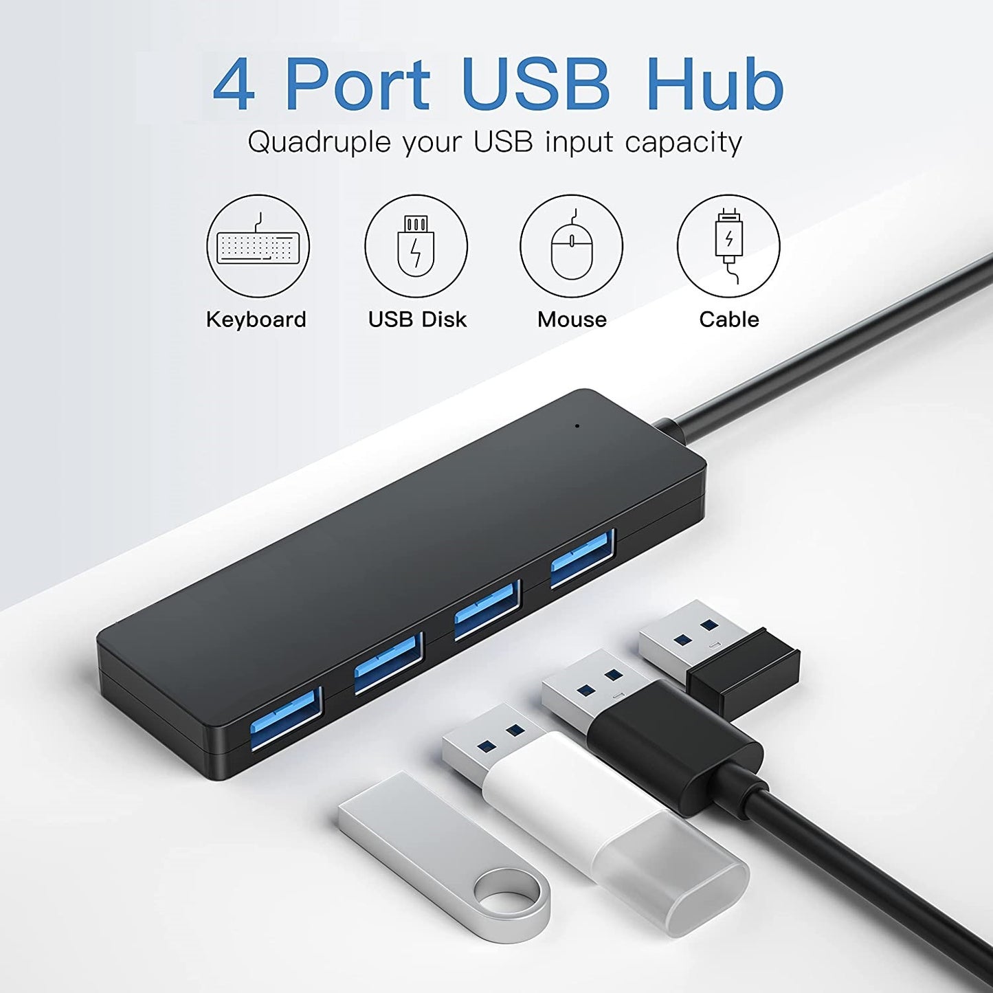 4-Port-USB-Hub USB 3.0-Daten-Hub-Dockingstation mit LED-Anzeige