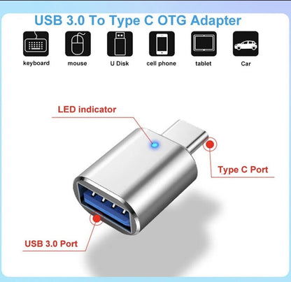 2 Stück USB-C-Stecker auf USB-A-Buchse, USB-Adapter, USB 3.0 OTG