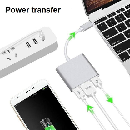 3-Port USB Hub USB-C to HDMI USB-C USB-A 3.0 4K PD