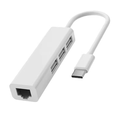 USB C auf 3x USB A und RJ45 Ethernet LAN Adapter Hub Mac USB-C 10/100 Mbps - DREIKS