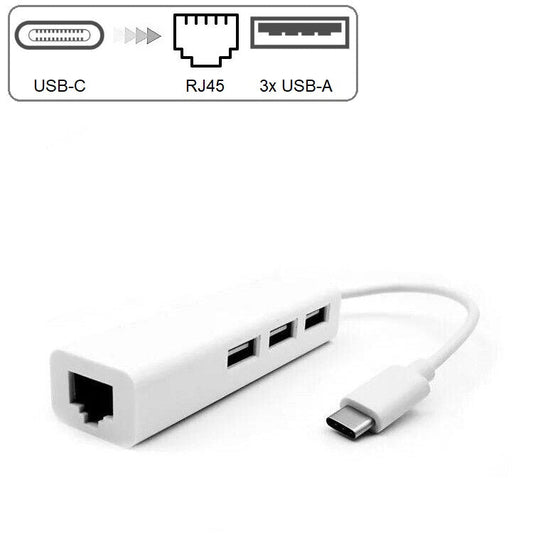 USB-C to RJ45 and 3x USB-A Adapter