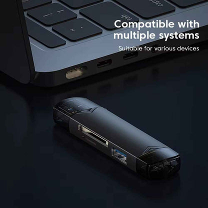 6-in-1 Kartenleser USB 3.0 Speicherkartenleser Typ-C Micro USB SD TF OTG Grau - DREIKS