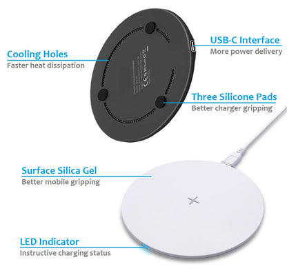 15W Wireless Charger Pad Qi Ladegerät Induktive Ladestation