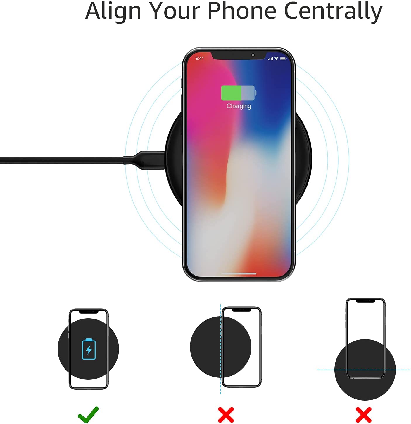 15W Wireless Charger Pad Qi Ladegerät Induktive Ladestation