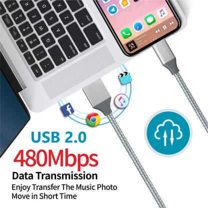 USB-A to 8-Pin iPhone Cable 3A USB 2.0