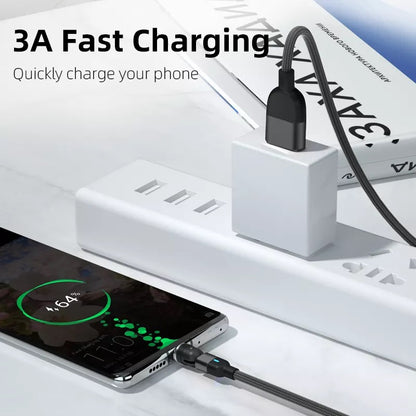 3-in-1 Magnetic USB Cable USB-A to 8-Pin iPhone USB-C Micro USB 540° Rotation