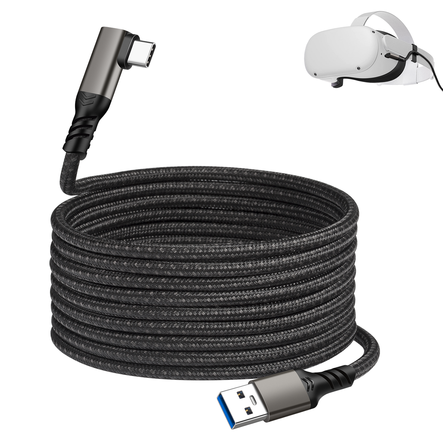 90° USB-A Male to USB-C Male Cable 10Gbps USB 3.2 Quick Charge QC 60W 3A