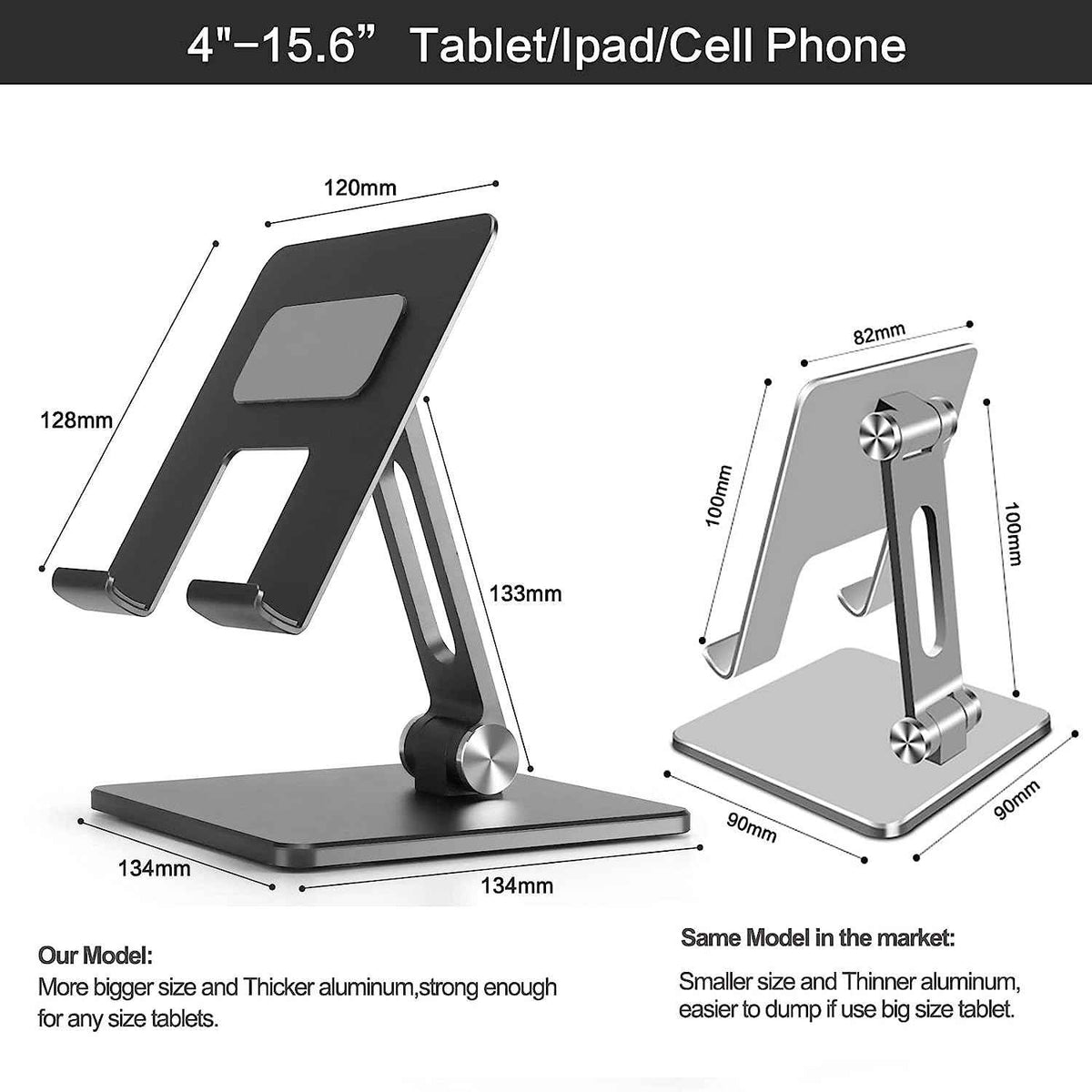 Tablet Ständer Halterung Stand Aluminium stabil unterstützt Tablets bis 15 Zoll - DREIKS
