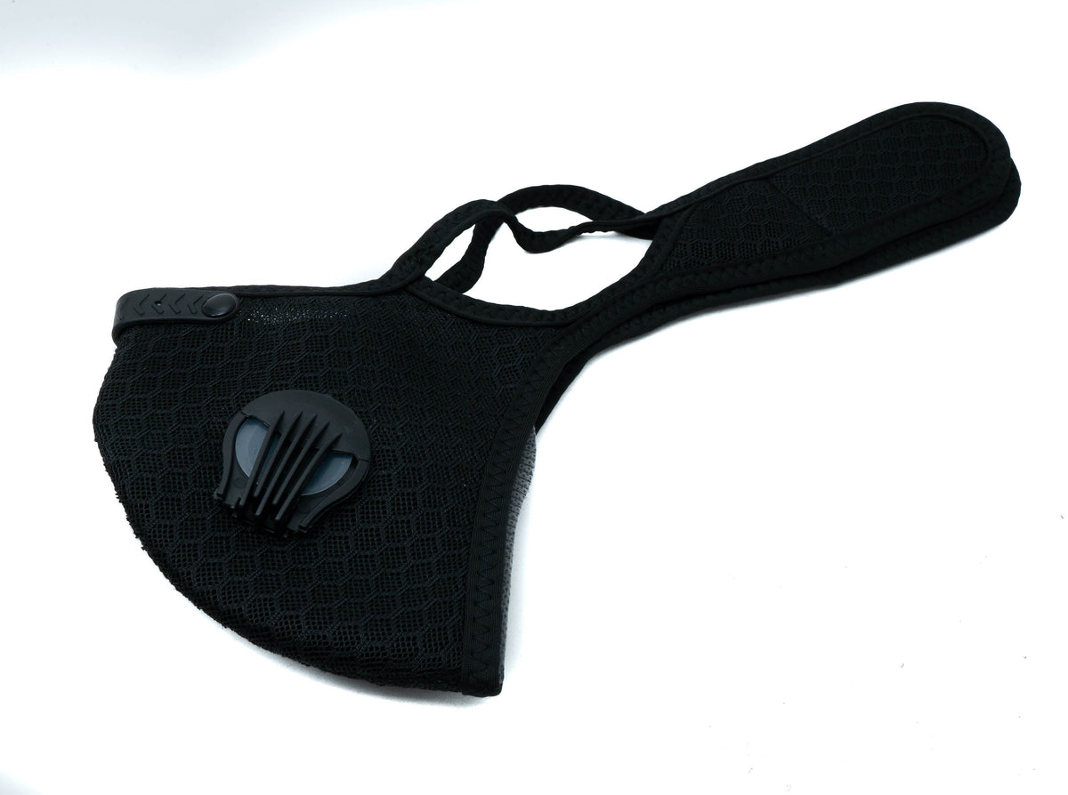 Staub Maske austauschbarer Aktivkohle Filter Nylon für Outdoor Jogging Schwarz | System-S