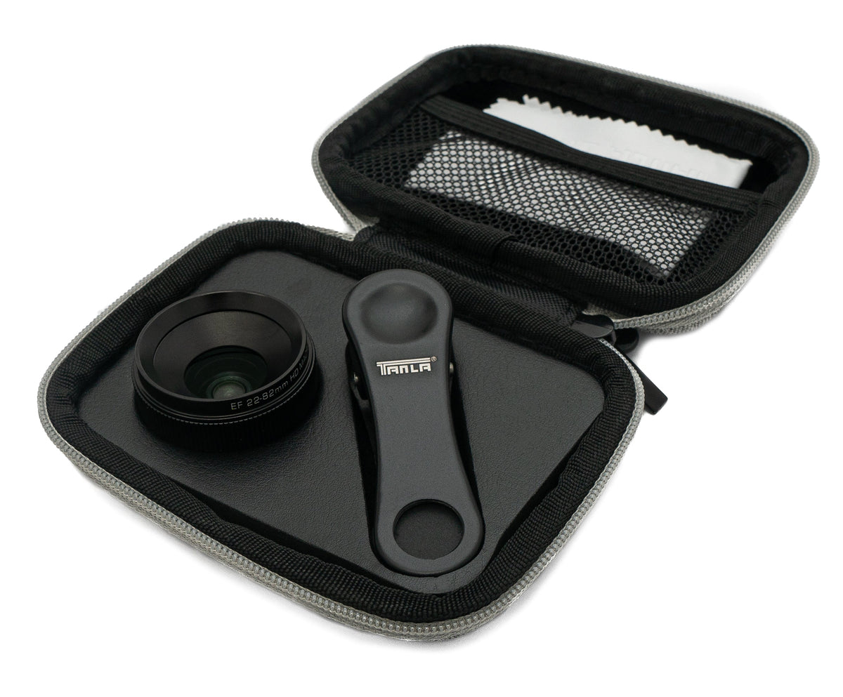 Makro Linse 1.1x bis 2.8x Vergrösserung mit Clip und Schutztasche für Smartphone | System-S
