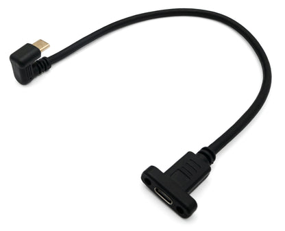 USB 3.1 U Turn 30 cm Kabel Typ C Stecker zu Buchse 360° Winkel Schraube Schwarz | System-S