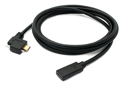 USB 3.1 Kabel 200 cm Typ C Stecker zu Buchse Schraube Winkel in Schwarz | System-S