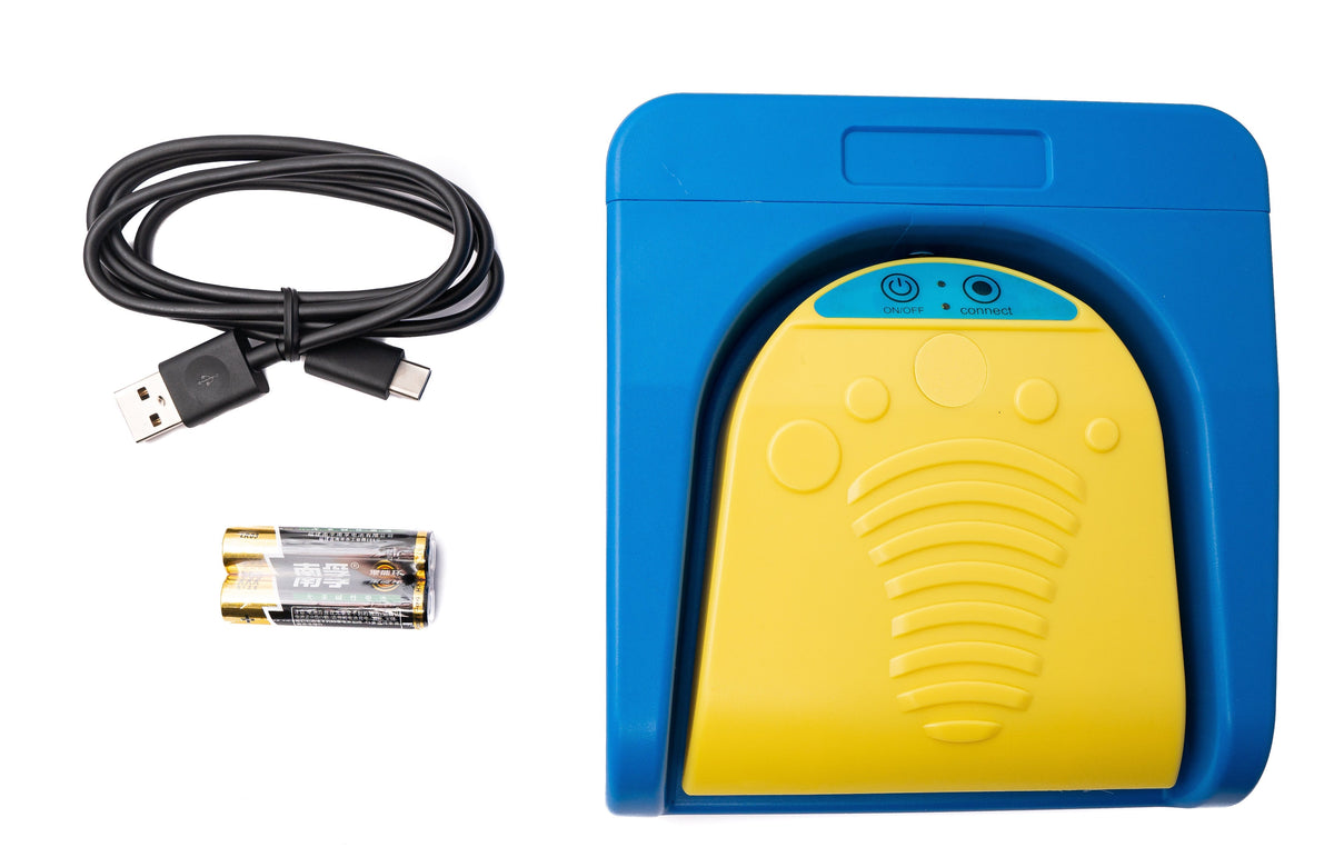 PCSensor Bluetooth Fußpedal kabellos mit USB 3.1 Typ C Anschluss für PC Hotkeys Blau Gelb