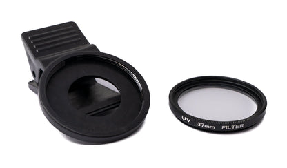 UV Filter 37 mm unbeschichtet Slim Linse mit Clip für Smartphones in Schwarz | System-S