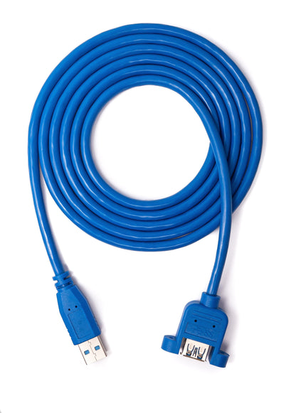 USB 3.0 Kabel 1,8 m Typ A Stecker zu Buchse Schraube in Blau | System-S