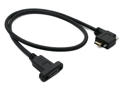 USB 3.1 Kabel 60 cm Typ C Stecker zu Buchse Schraube Winkel in Schwarz | System-S