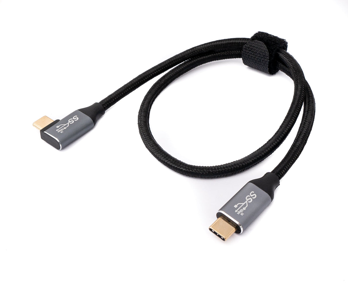 SYSTEM-S USB 3.1 Gen 2 100W Cable 50 cm Type C Male to Male Angled Braided Black