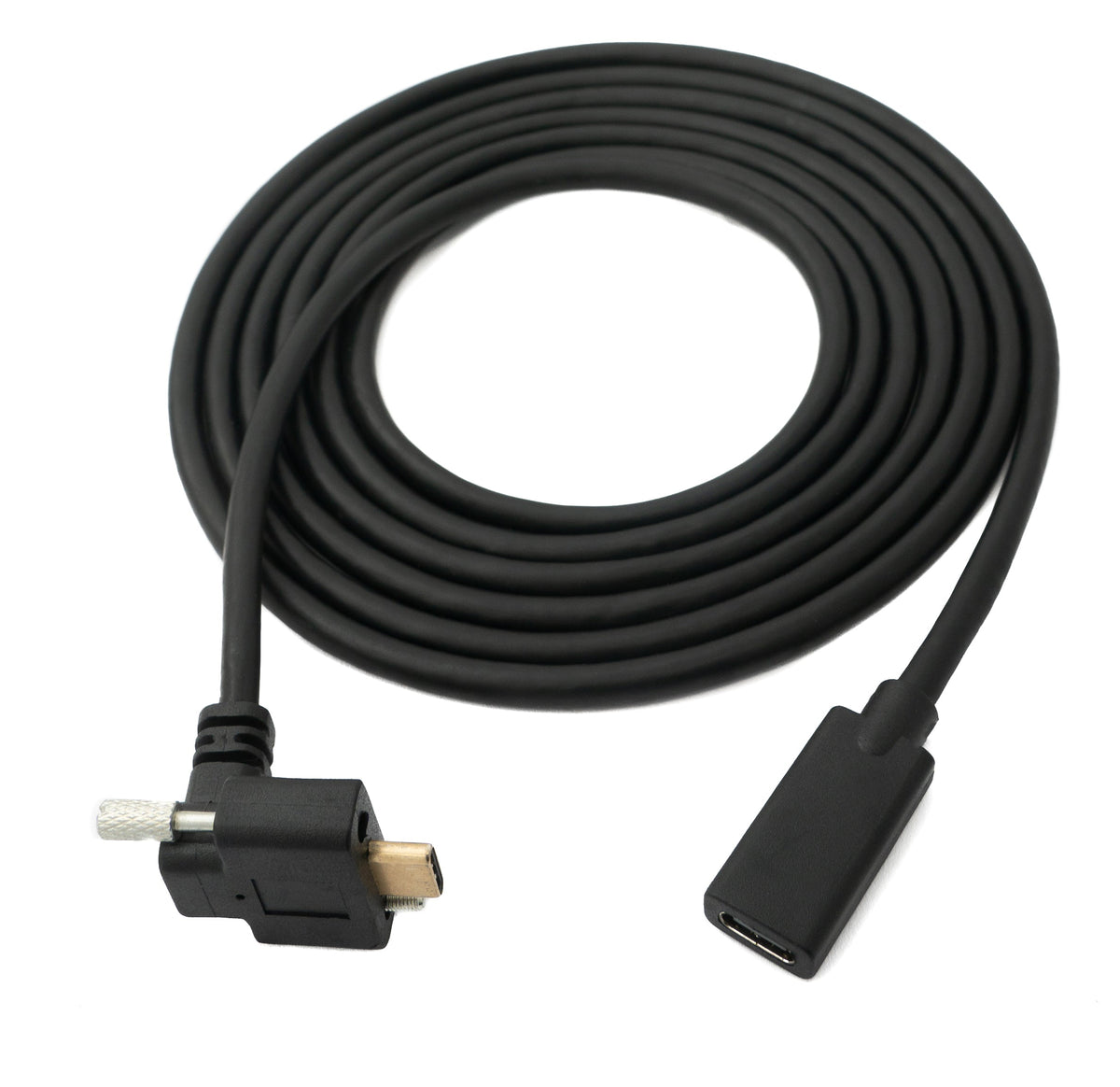 SYSTEM-S USB 3.1 Gen 2 100W Cable 1.8 m Type C Male to Female Screw Angle in Black