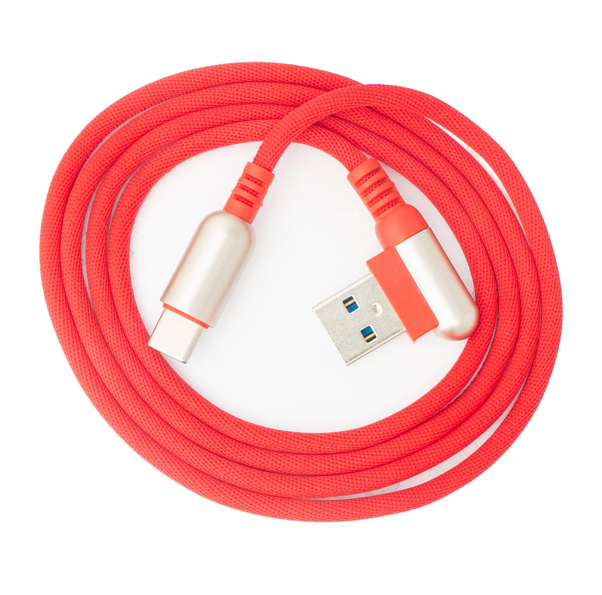 SYSTEM-S USB 3.1 cable 100cm Type C male to 3.0 Type A male braided angle in red