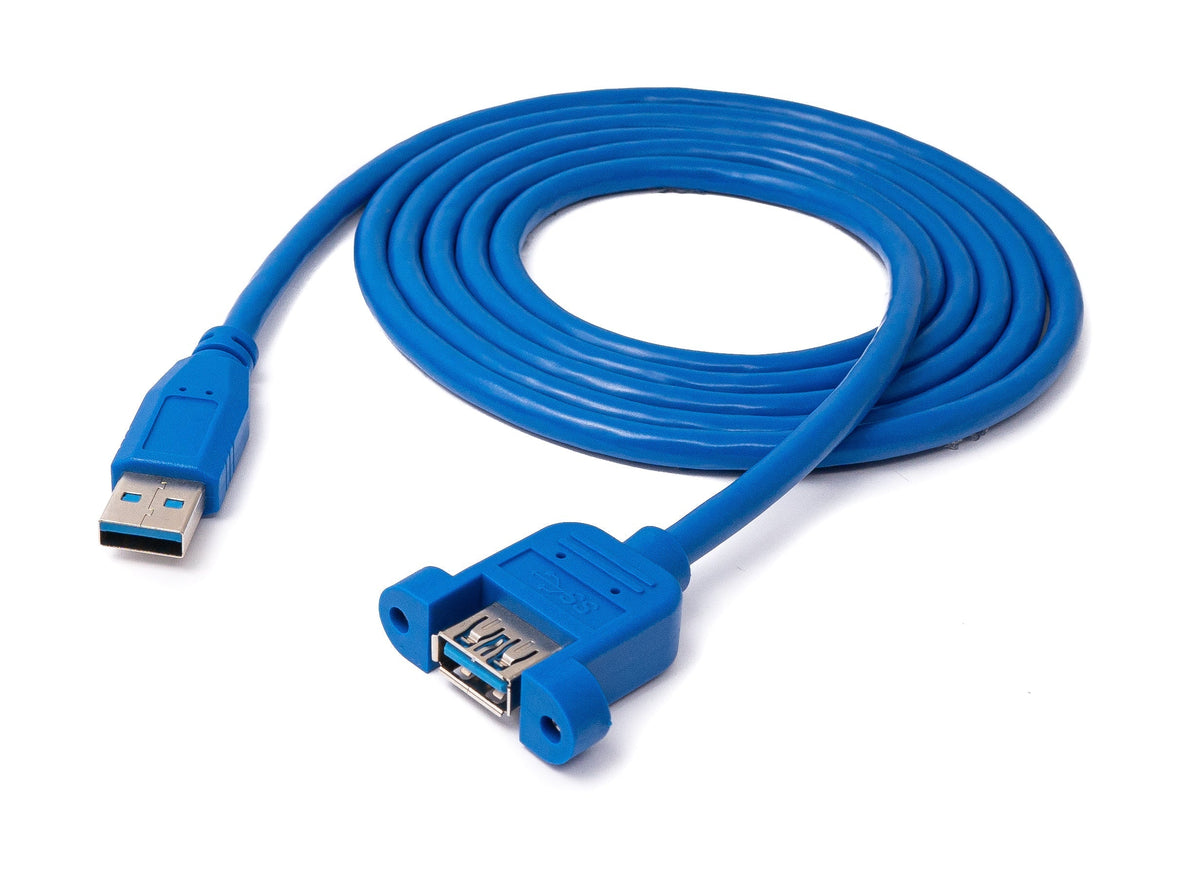 USB 3.0 Kabel 1,8 m Typ A Stecker zu Buchse Schraube in Blau | System-S