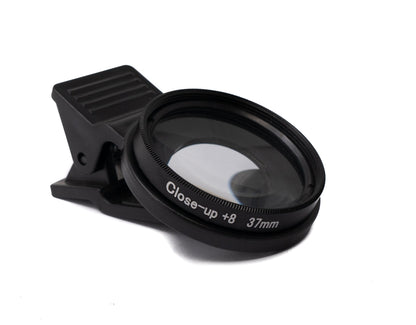 Makro Linse +8 Zoom Close Up Filter mit Clip in Schwarz | System-S