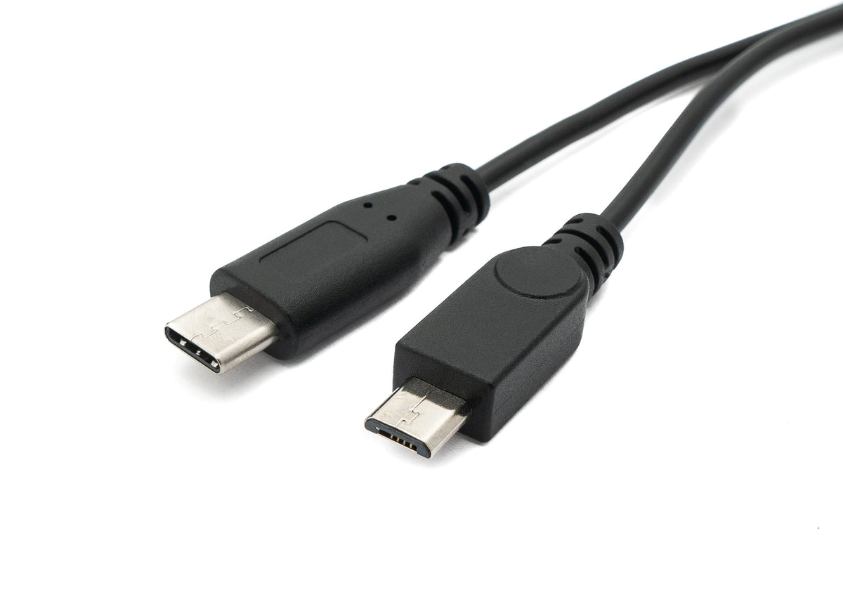 USB 3.1 Kabel 30 cm Typ C & 2.0 Micro B Stecker zu Buchse Adapter in Schwarz | System-S