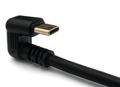 USB 3.1 U Turn 30 cm Kabel Typ C Stecker zu Buchse 360° Winkel Schraube Schwarz | System-S