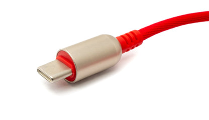 SYSTEM-S USB 3.1 cable 100cm Type C male to 3.0 Type A male braided angle in red