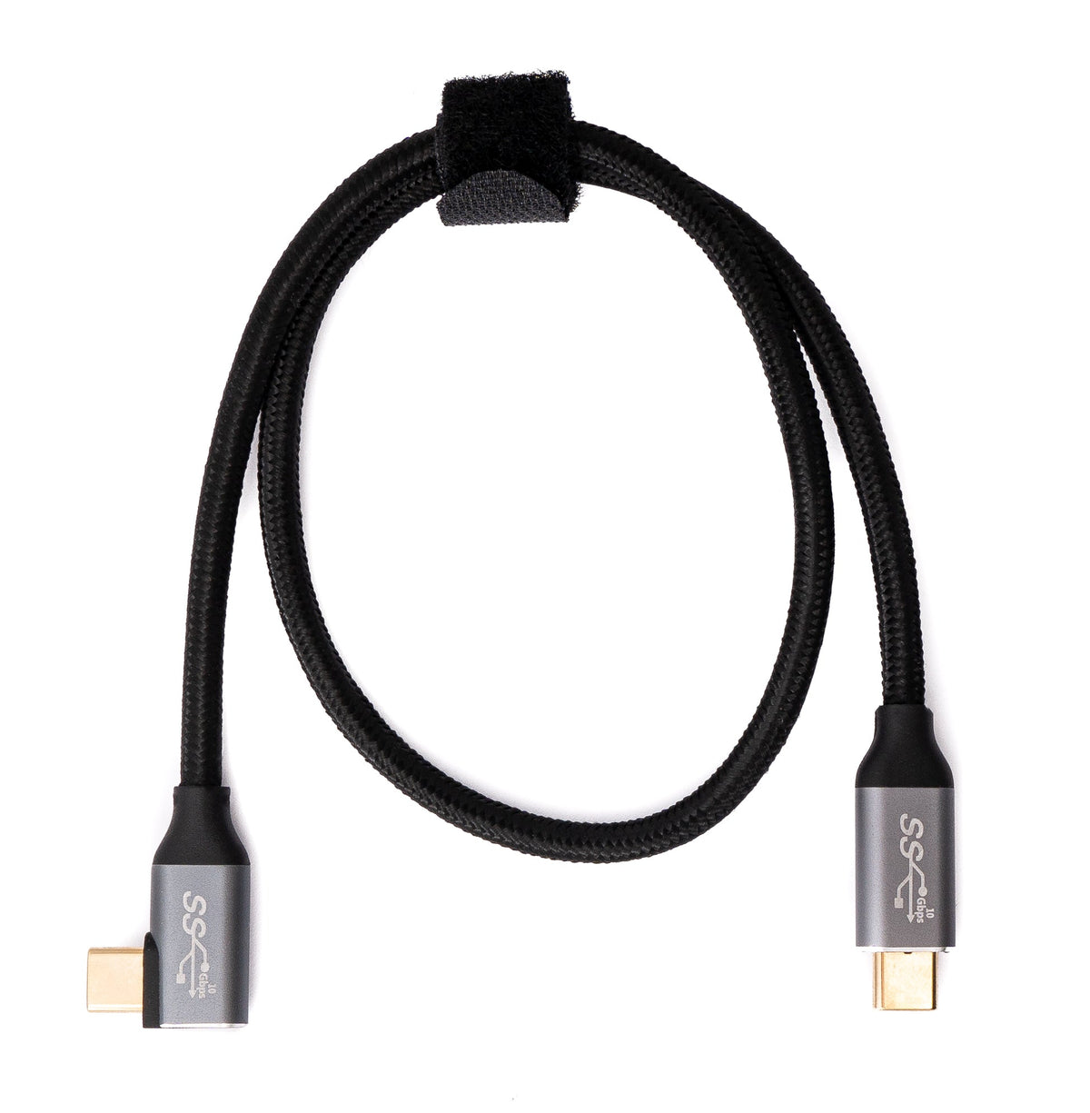 SYSTEM-S USB 3.1 Gen 2 100W Cable 50 cm Type C Male to Male Angled Braided Black