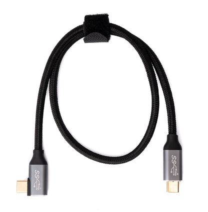 SYSTEM-S USB 3.1 Gen 2 100W Cable 50 cm Type C Male to Male Angled Braided Black