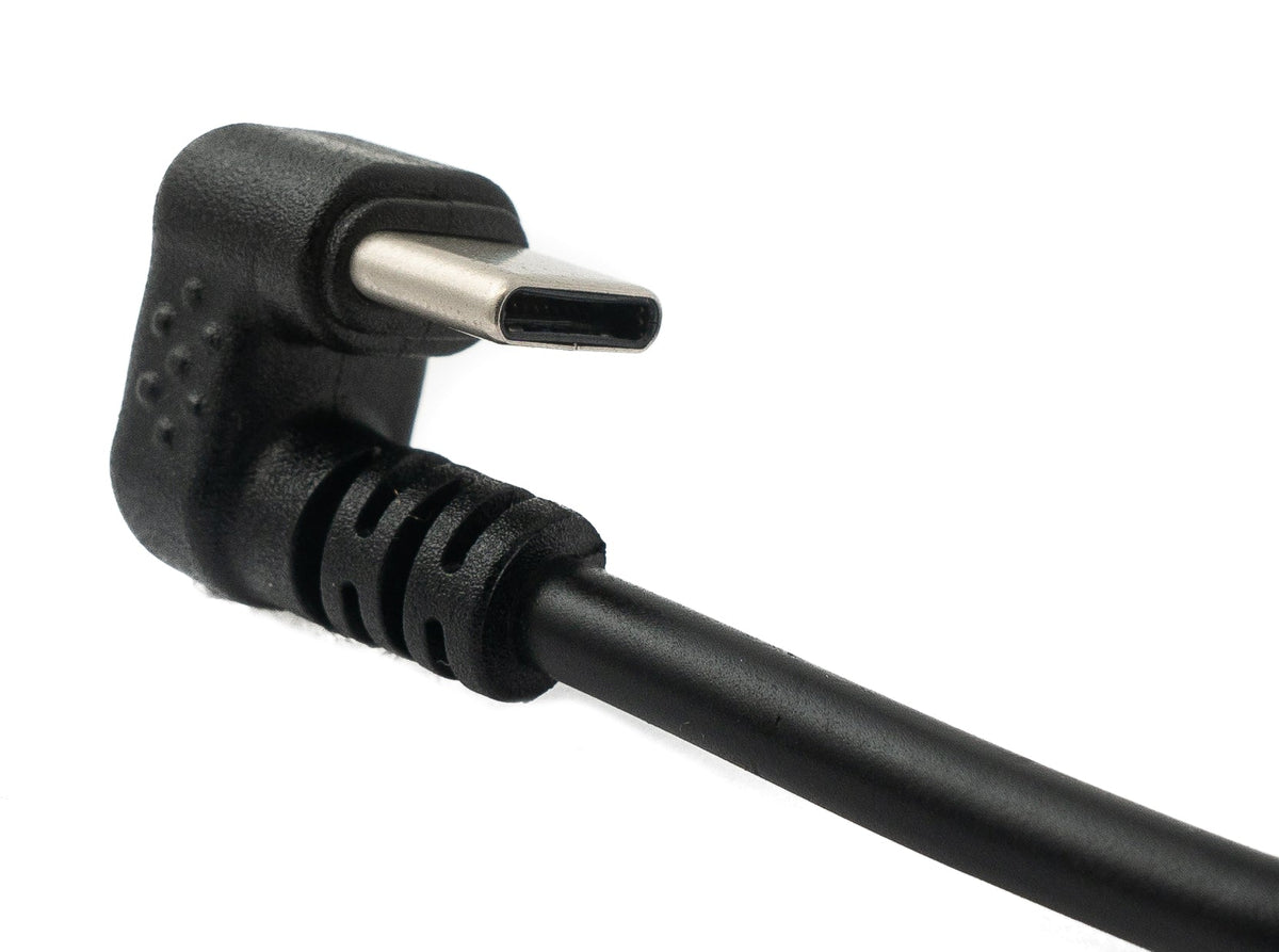 USB 3.1 Kabel 30 cm Typ C Stecker zu 2.0 A Buchse 180° Winkel Adapter in Schwarz | System-S