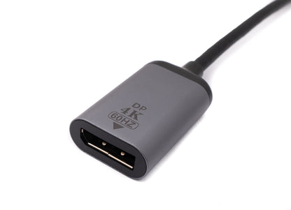 SYSTEM-S Display Port cable 20 cm DP female to USB 3.1 Type C male in grey
