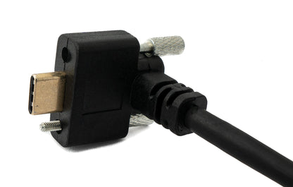 SYSTEM-S USB 3.1 Gen 2 100W Cable 1.8 m Type C Male to Female Screw Angle in Black