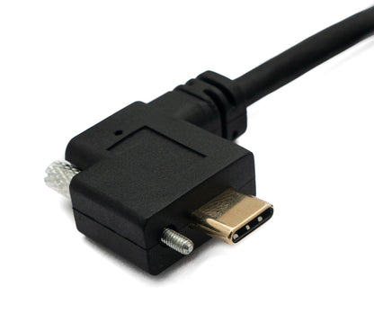 USB 3.1 Kabel 100 cm Typ C Stecker zu Buchse Schraube Winkel in Schwarz | System-S
