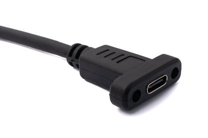 USB 3.1 Kabel 100 cm Typ C Stecker zu Buchse Schraube Winkel in Schwarz | System-S