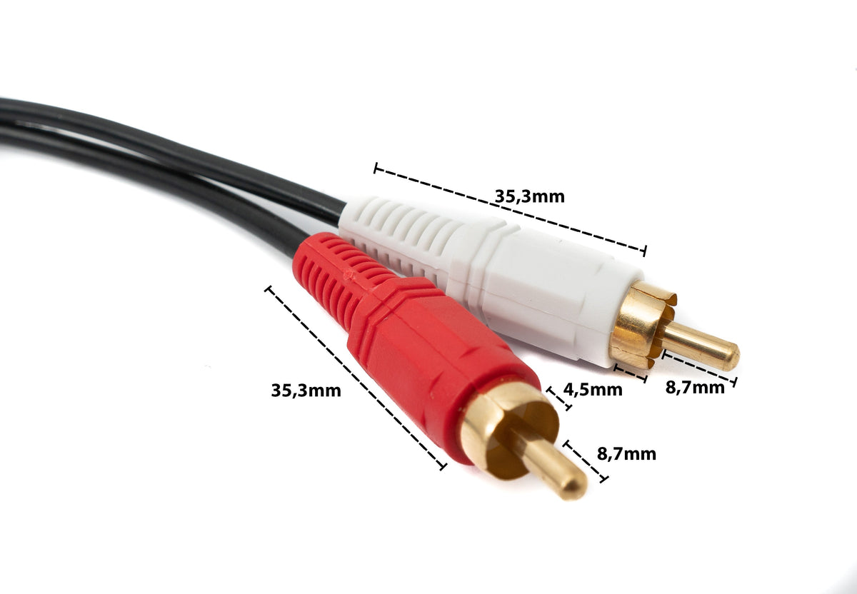 SYSTEM-S Cinch 2 RCA cable 1.5m plug to AUX 3.5mm jack plug Stereo AV in black