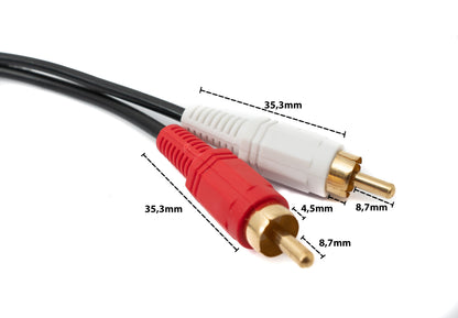 SYSTEM-S Cinch 2 RCA cable 1.5m plug to AUX 3.5mm jack plug Stereo AV in black