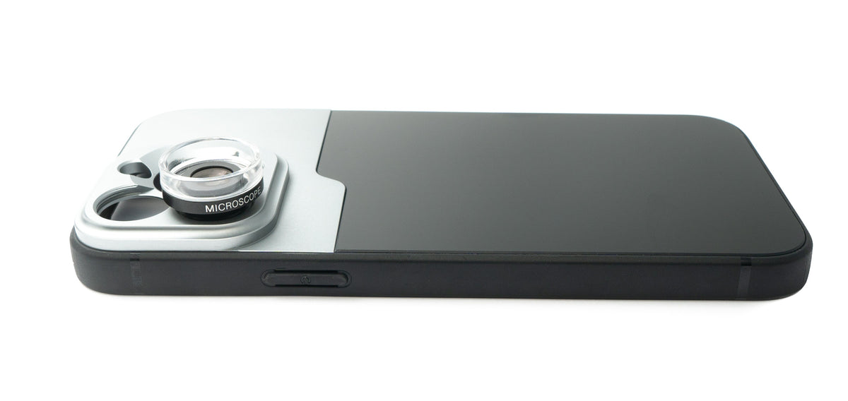 Makro Linse 30x Mikroskop Filter mit Hülle in Schwarz für iPhone 13 Pro Max | System-S